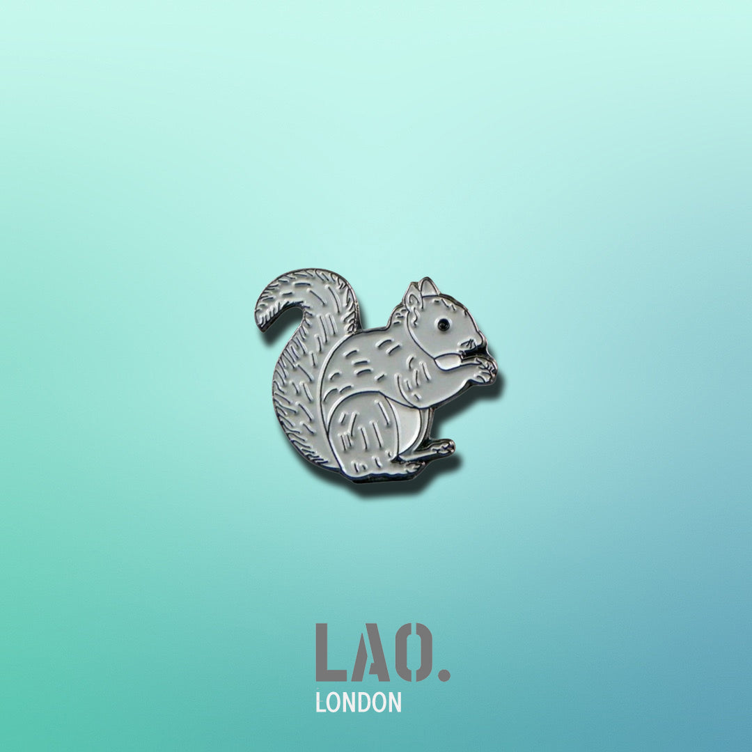 Grey Squirrel Enamel Pin Badge