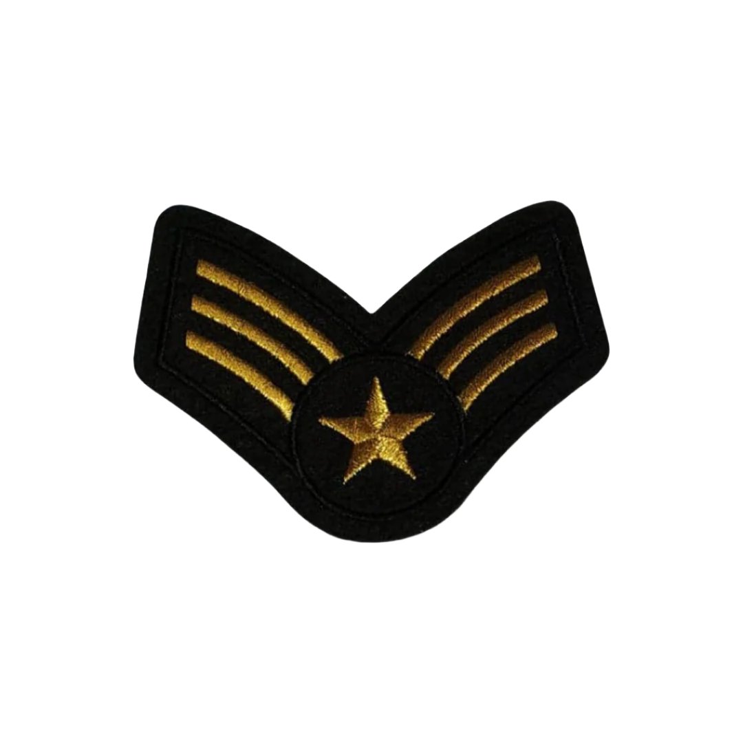 Star and Stripes Airforce Gold Sargent Embroidered Iron On / Sew On Patch