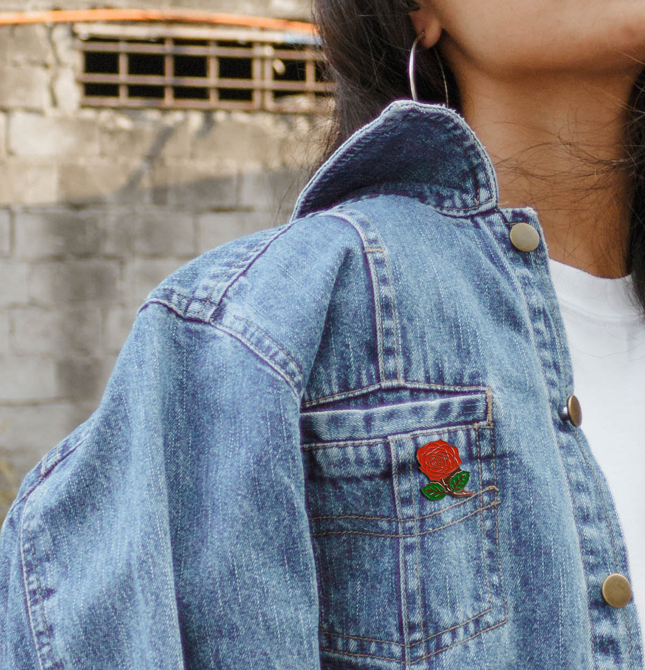 Red Rose Pin Badge Enamel