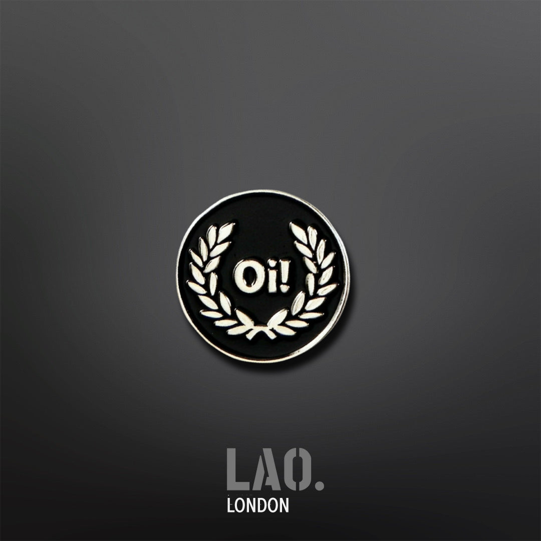 Black Oi! Laurel Leaf Enamel Pin Badge