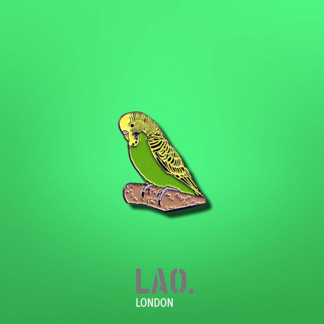 Green and Yellow Budgie Enamel Pin Badge