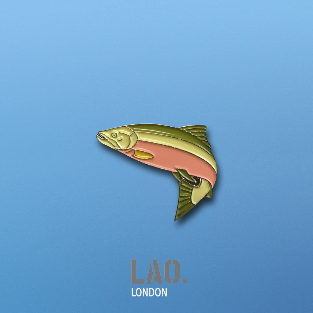 Jumping Salmon Enamel Pin Badge