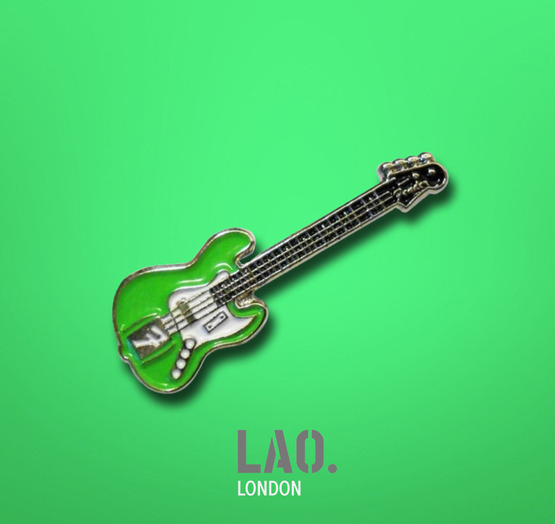 Green Electric Guitar Enamel Pin Badge