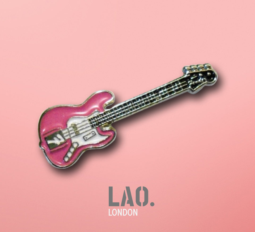 Pink Electric Guitar Enamel Pin Badge