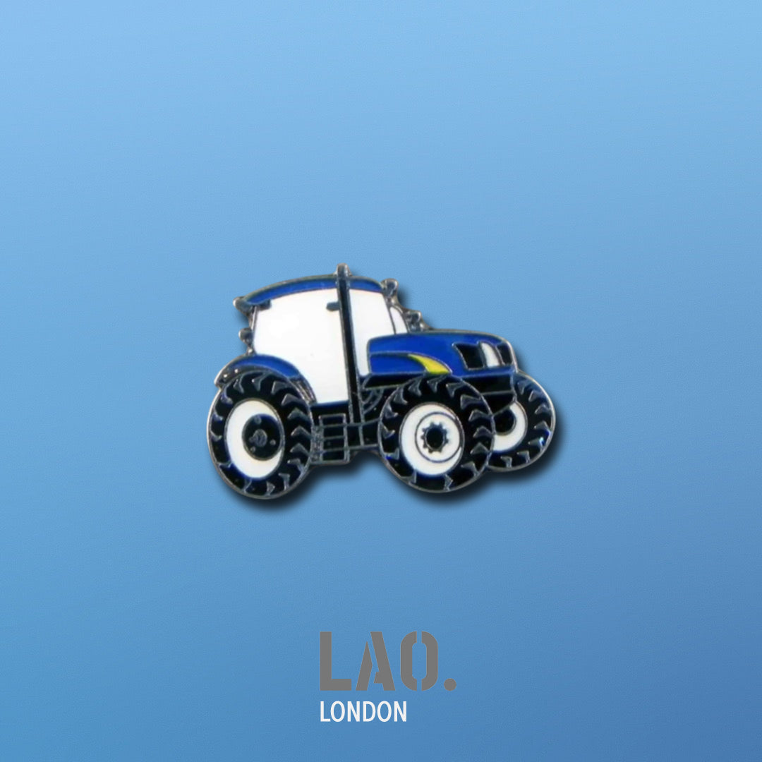 Blue Tractor Enamel Lapel Pin Badge