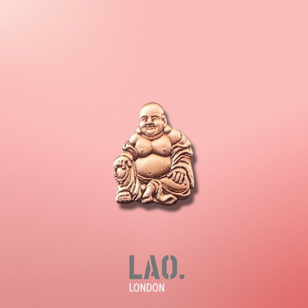 Laughing Happy Buddha Copper Plated Pin Badge