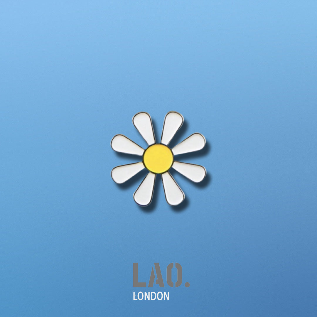 White and Yellow Daisy Enamel Pin Badge