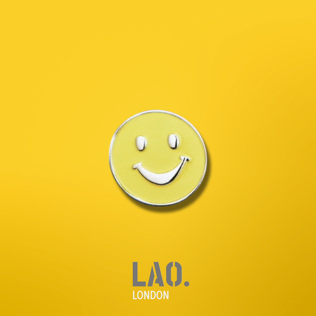 Yellow Smiley Face Enamel Pin Badge