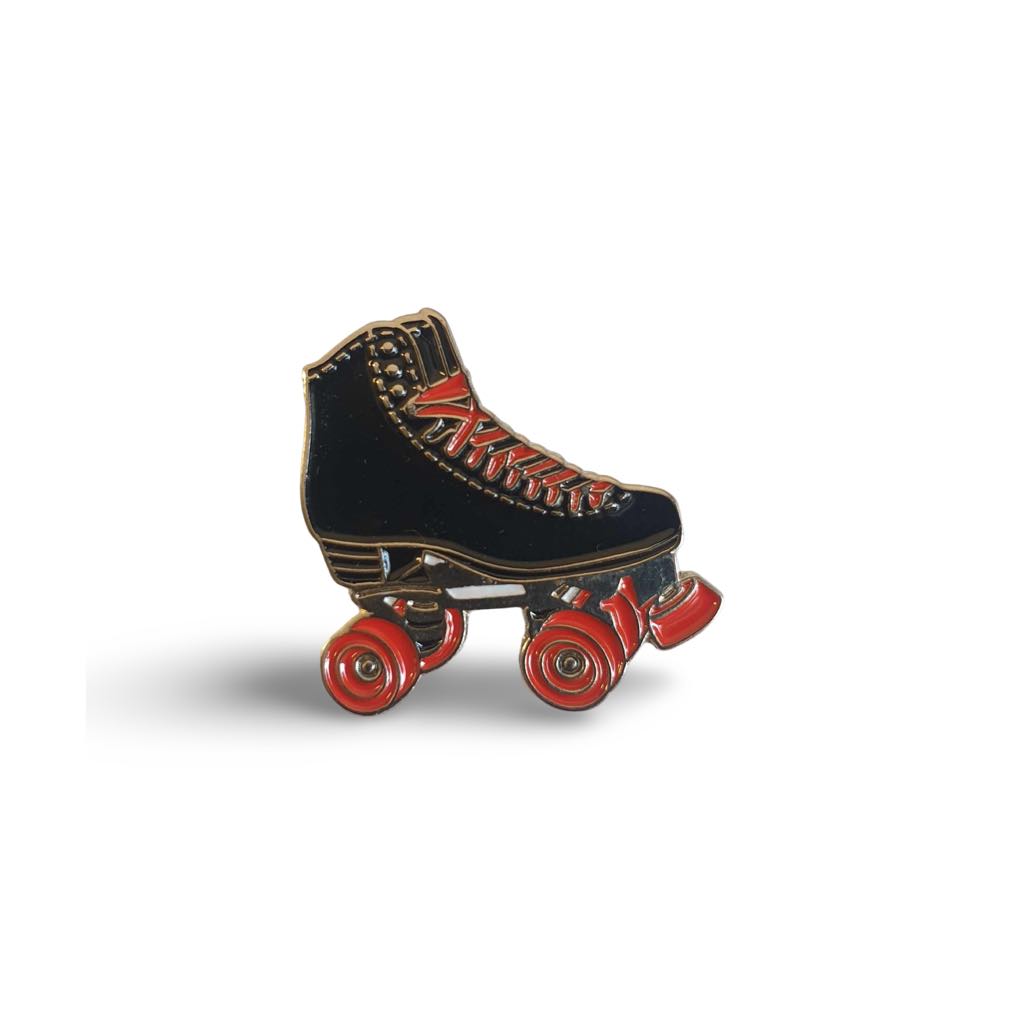 Black and Red Roller Skate Enamel Pin Badge