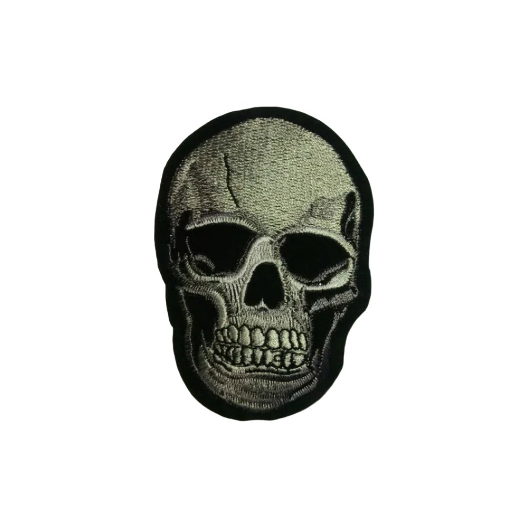 White Skull Embroidered Iron On / Sew On Patch