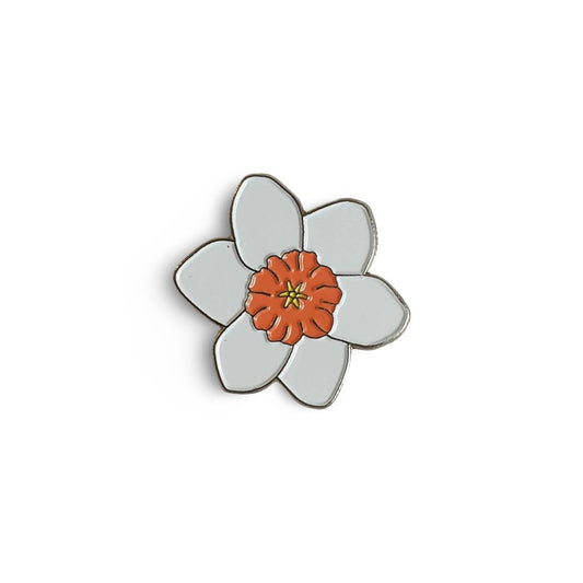 White Daffodil Flower Enamel Pin Badge