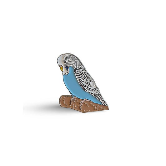 Blue and White Budgie Enamel Pin Badge