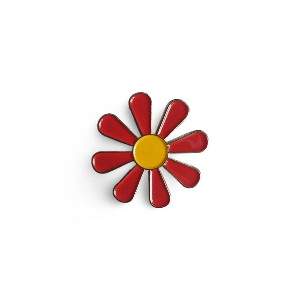 Red and Yellow Daisy Enamel Pin Badge