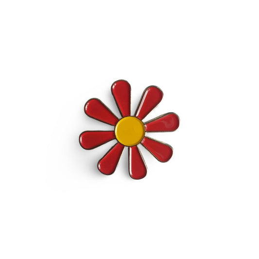 Red and Yellow Daisy Enamel Pin Badge