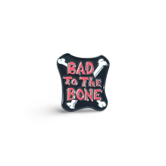 Bad To The Bone Biker Motorcycle Metal Rocker Enamel Pin Badge