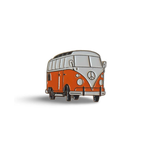 Orange and White Campervan Enamel Pin Badge