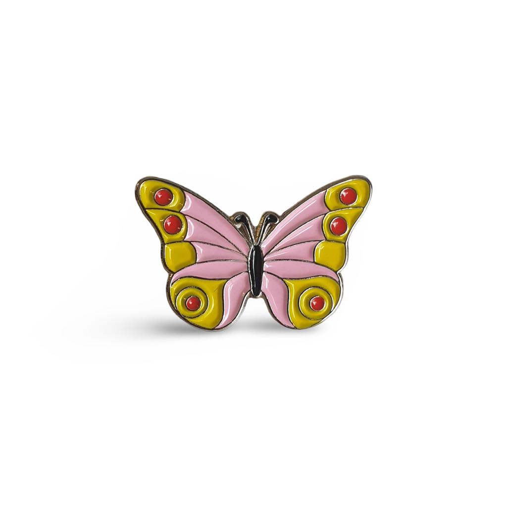 Pink Butterfly Enamel Pin Badge