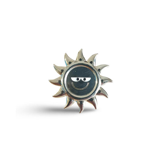 Gold Smiley 3D Sun Pin Badge