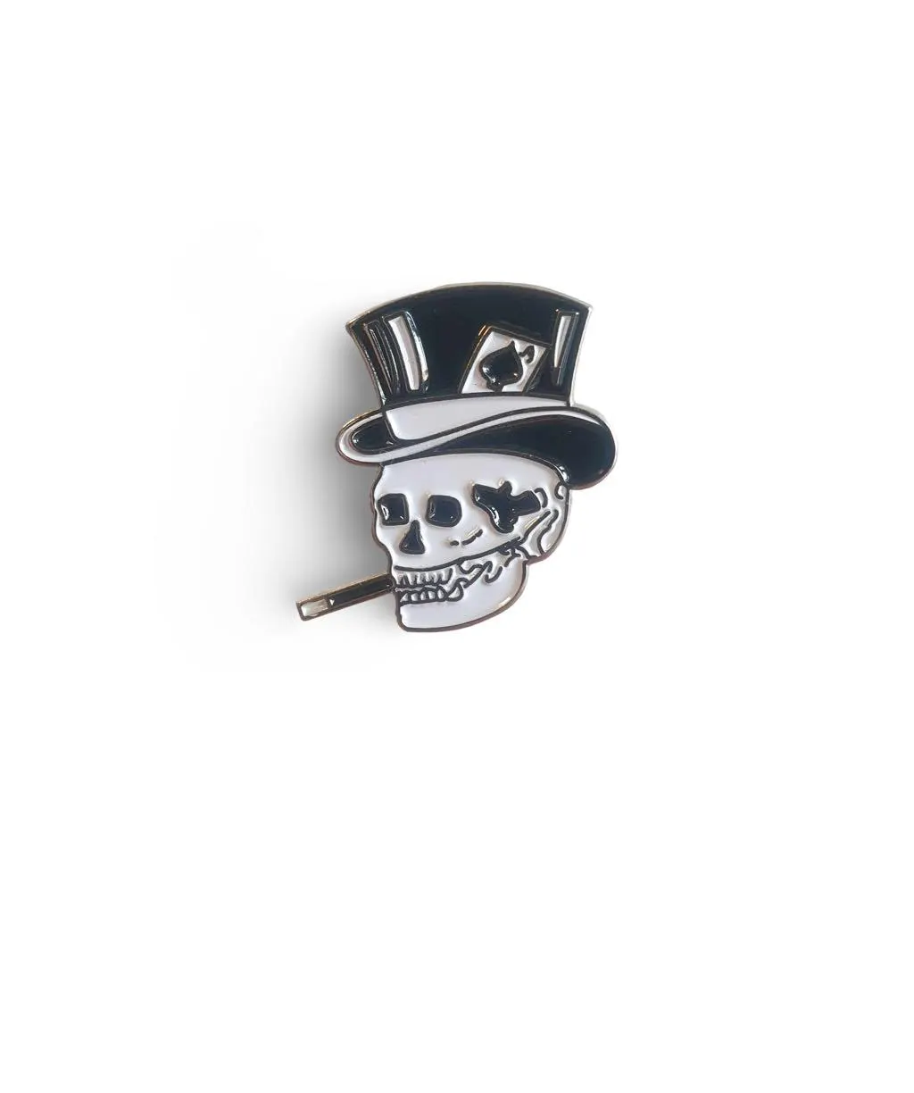 Smoking Skull Enamel Pin Badge